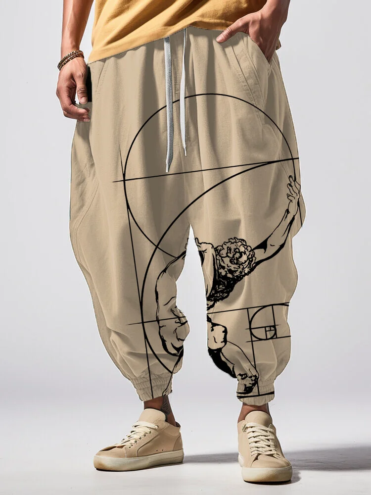 Men's Sisyphus And The Golden Ratio Art Print Loose Drawstring Waist Sweatpants