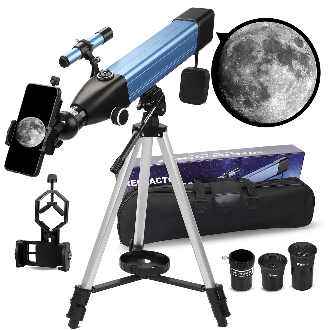 20X-167X HD Refractor Telescope for Adults Kids High Powered, with Finderscope and Tripod, 60mm Aperture Telescope for Viewing Stars