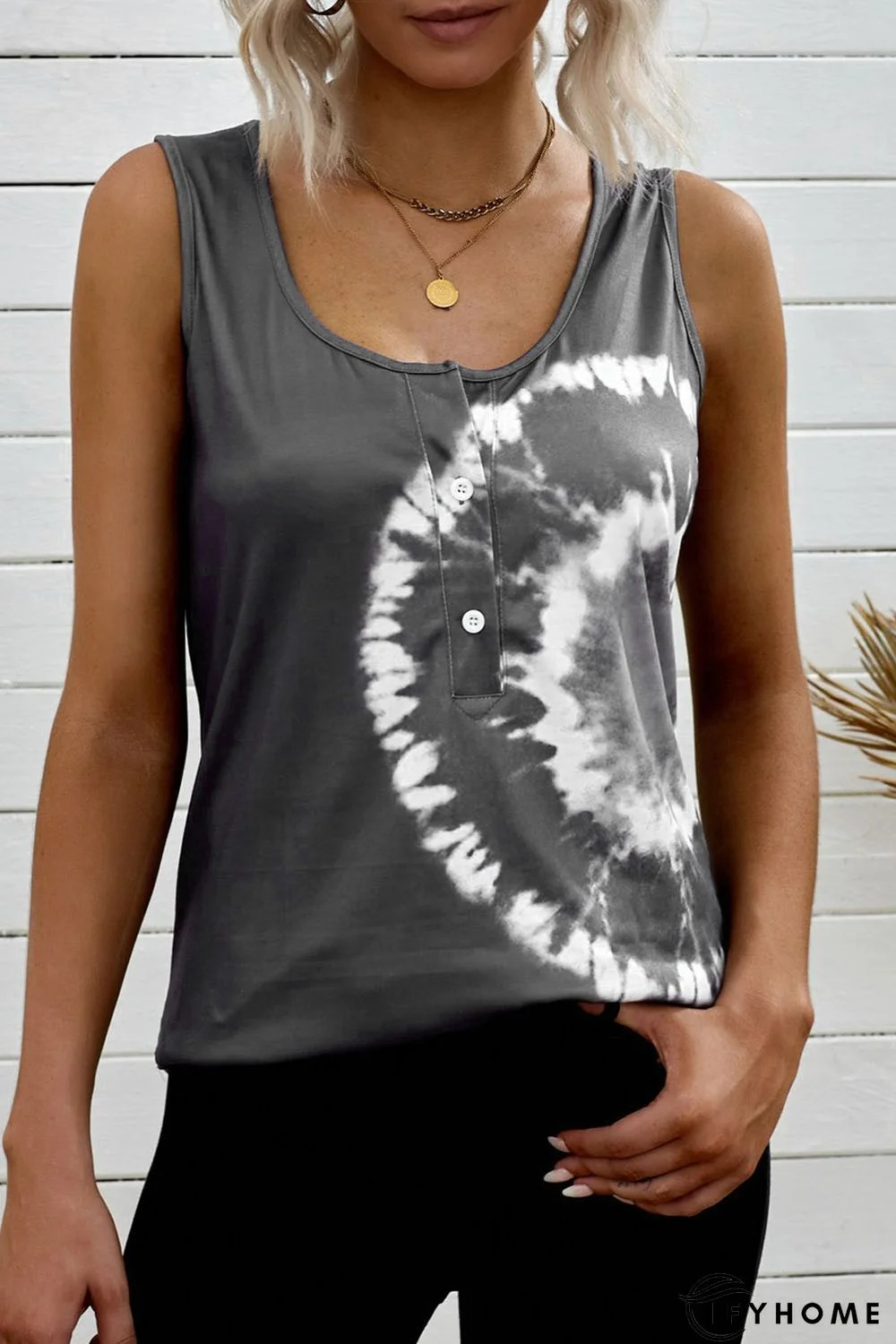 Gray Tie-dye Print Tank Top | IFYHOME