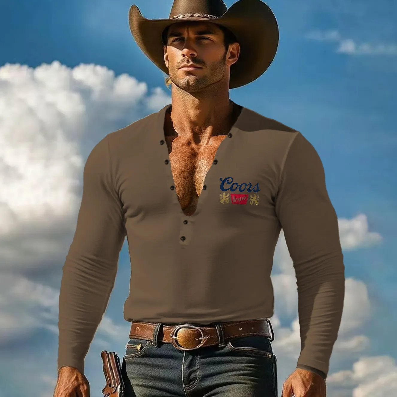 Classic Logo Long Sleeve Henley Shirt