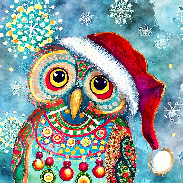 Christmas Owl 30*30CM (Canvas) Full Round Drill Diamond Painting gbfke