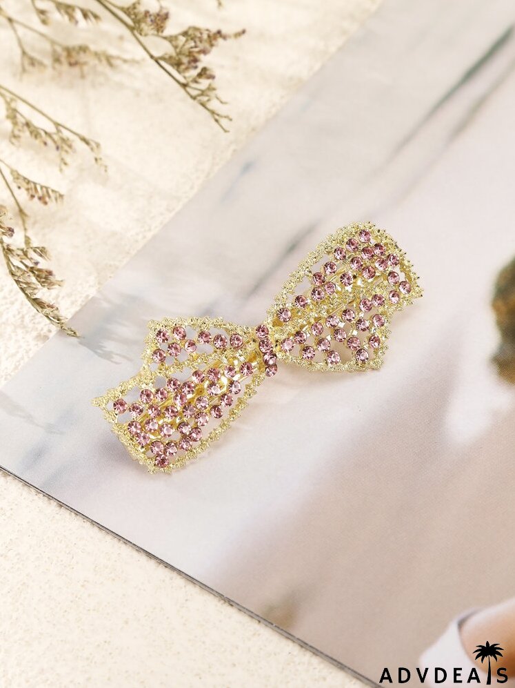 3pcs Rhinestone Bow Decor Hair Clip