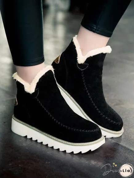 Casual Winter Solid Color Warm Snow Boots Shoes