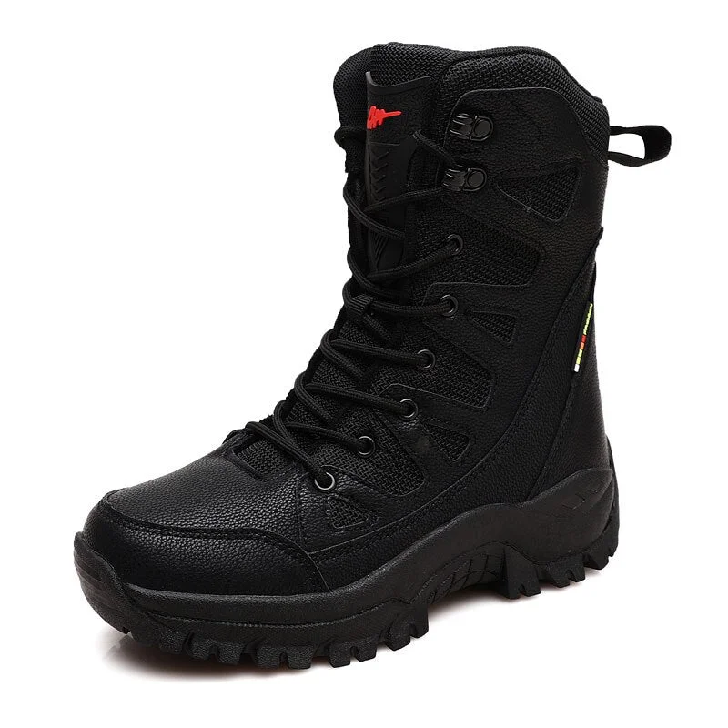 New Warm Plush Snow Boots Men Lace Up Casual High Top Men's Boots Waterproof Winter Boots Anti-Slip Ankle Boots Army Work Boots