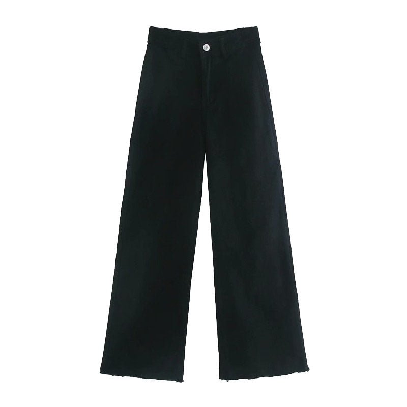 TRAF Women Fashion Pockets Frayed Tassel Straight Jeans Vintage High Waist Zipper Fly Denim Female Ankle Trousers Mujer