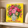Framed Peony Vase -  DIY Button Art Painting Kit for Creativity DIY Pearl Dot Crafts for Gift Home Wall Decor 30*30CM
