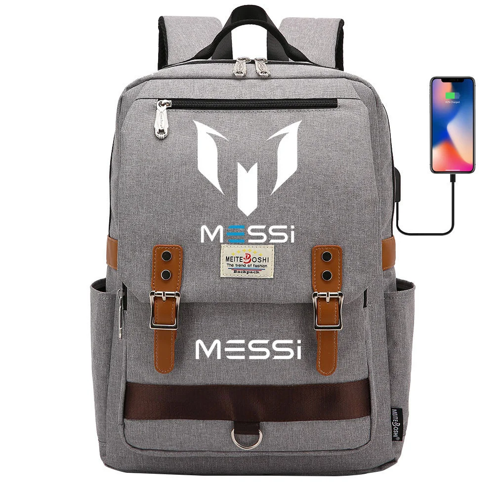 Buzzdaisy Get Ready for School with Lionel Messi-themed Square Backpack featuring USB Charging and Laptop Compartment!