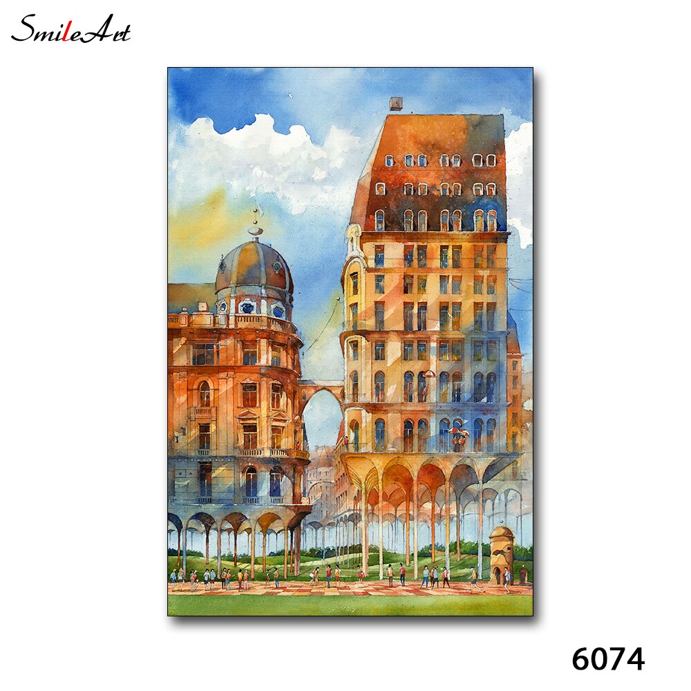 Funny The Castle In The Painting Nordic Posters And Prints Wall Art Canvas Painting Painting Wall Picture For Living Room Decor