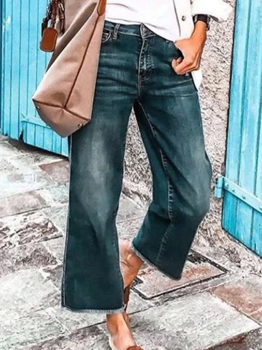 Women's Jeans Commuter Straight-Leg Mid-Rise Washed Jeans