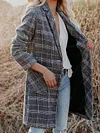 Casual Long Sleeve Loose Lapel Collar Buttoned Plaid Woolen Outerwear