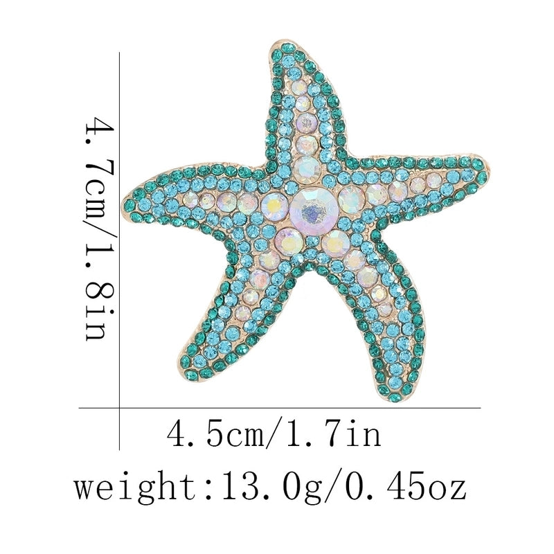Marine Style IG Style Pin Tortoise Peacock Starfish Alloy Plating Inlay Rhinestones Unisex Brooches