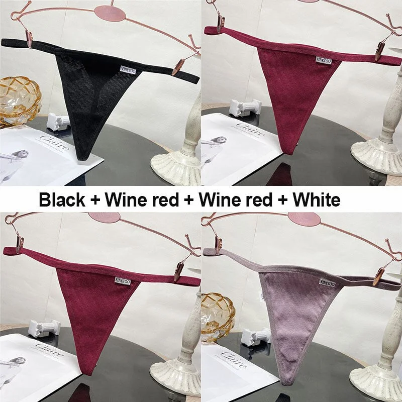 4PCS/Set Sexy G-String Women's Panties Cotton Underwear Lingerie for Female Underpants T-Back Panties Briefs Thong Intimates