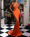 Sexy Orange Bandeau Satin Dress - 01