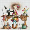 Sewing Machine Girl-11CT Stamped Cross Stitch 40*40cm/15.75*15.75in