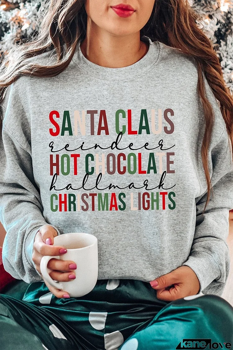 Christmas Letter Round Neck Shift Casual sweatshirt