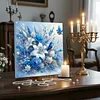 (Framed)Diamond Painting -DIY Round Drill Blue Flowers and Birds with Frame(25x25cm)