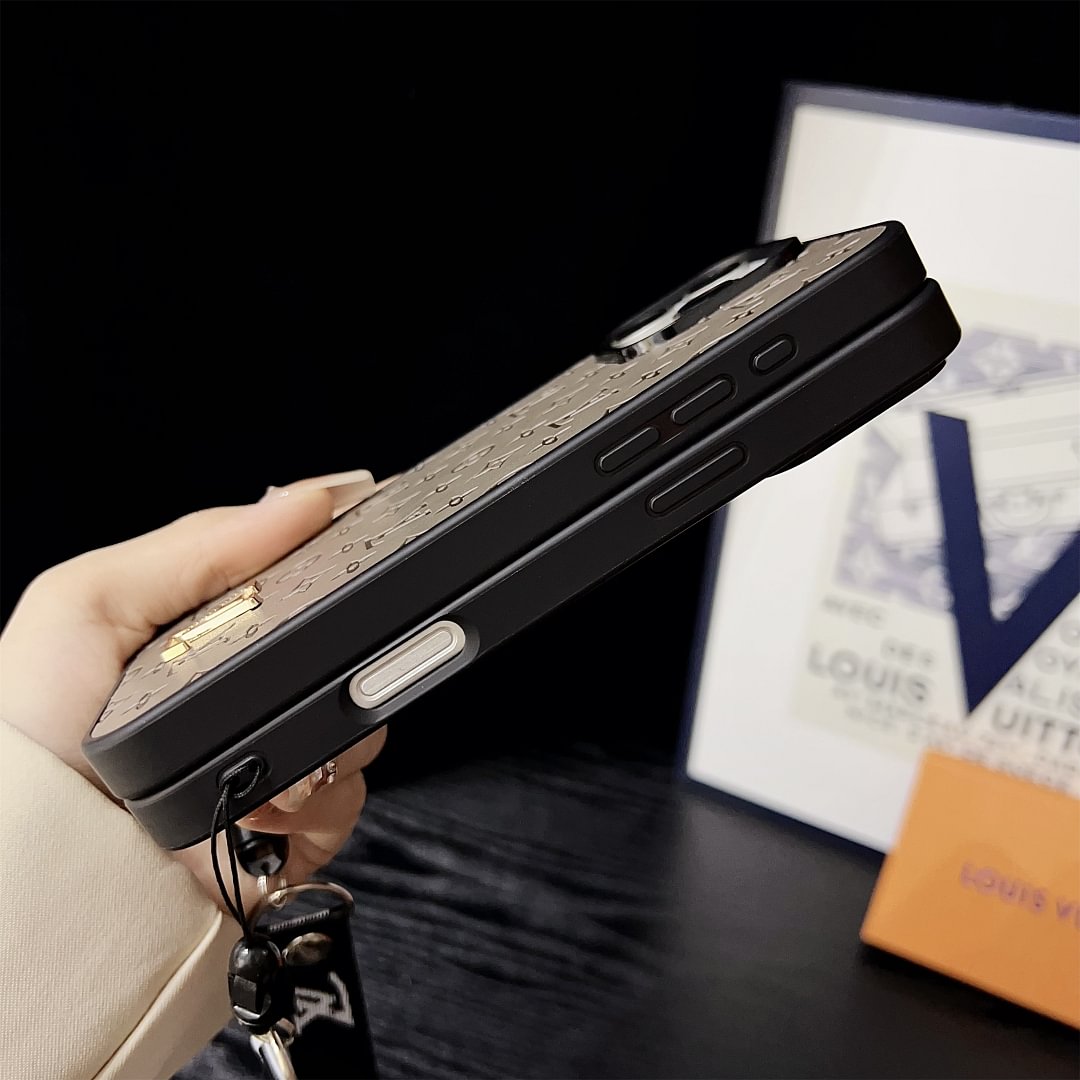 LV Elegant Bracelet Monogram 3D Embossed Soft-touch Leather Apple iPhone Case Samsung Galaxy Cover