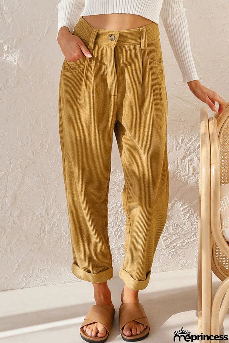 High Waisted Baggy Corduroy Pant