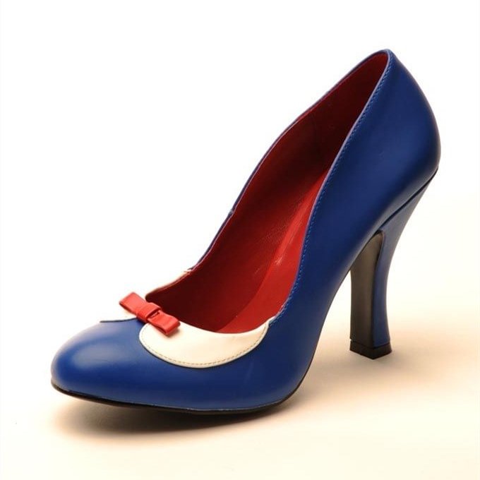 Snow White Blue Bow Vintage Shoes Spool Heels Pumps for Halloween |FSJ Shoes