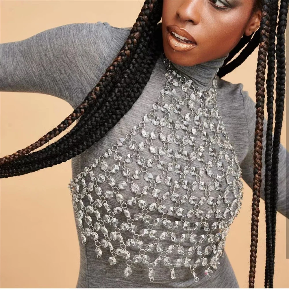 Uveng Uveng New Sexy Gem Splicing Open Back Vest Y20276