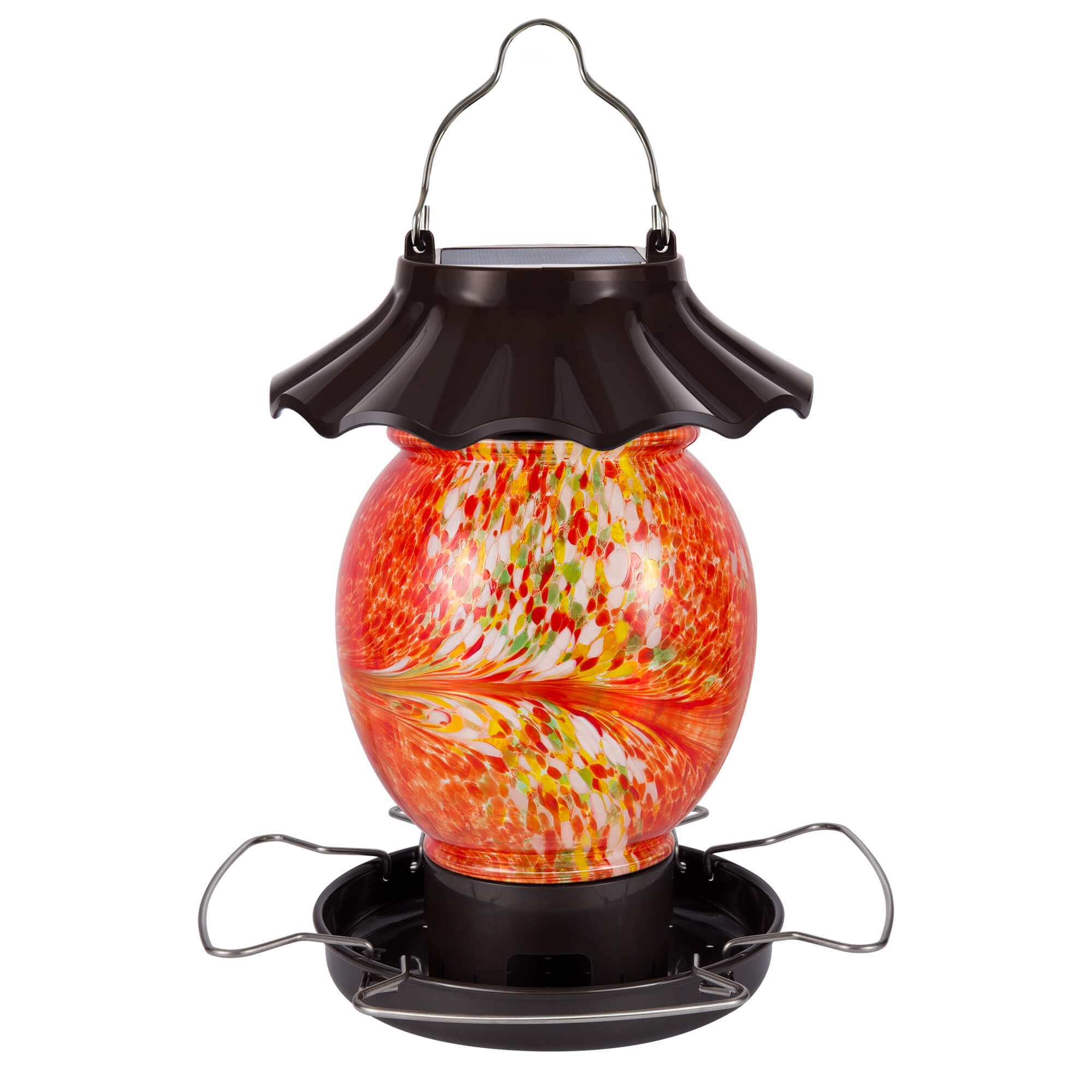 LUJII Solar Lantern Bird Feeder Red
