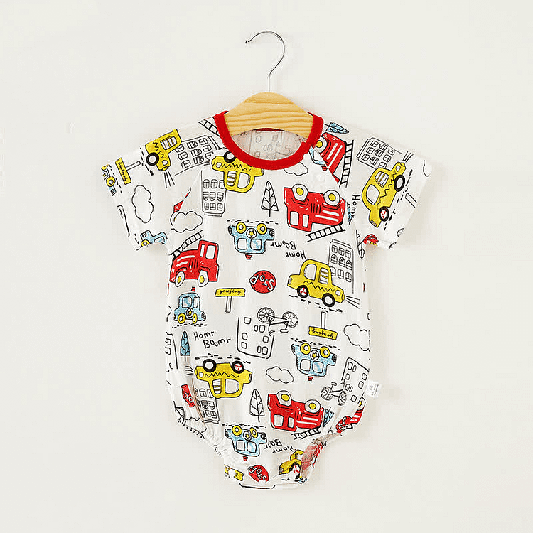 Baby Cars Crew Neck Pajamas Bodysuit