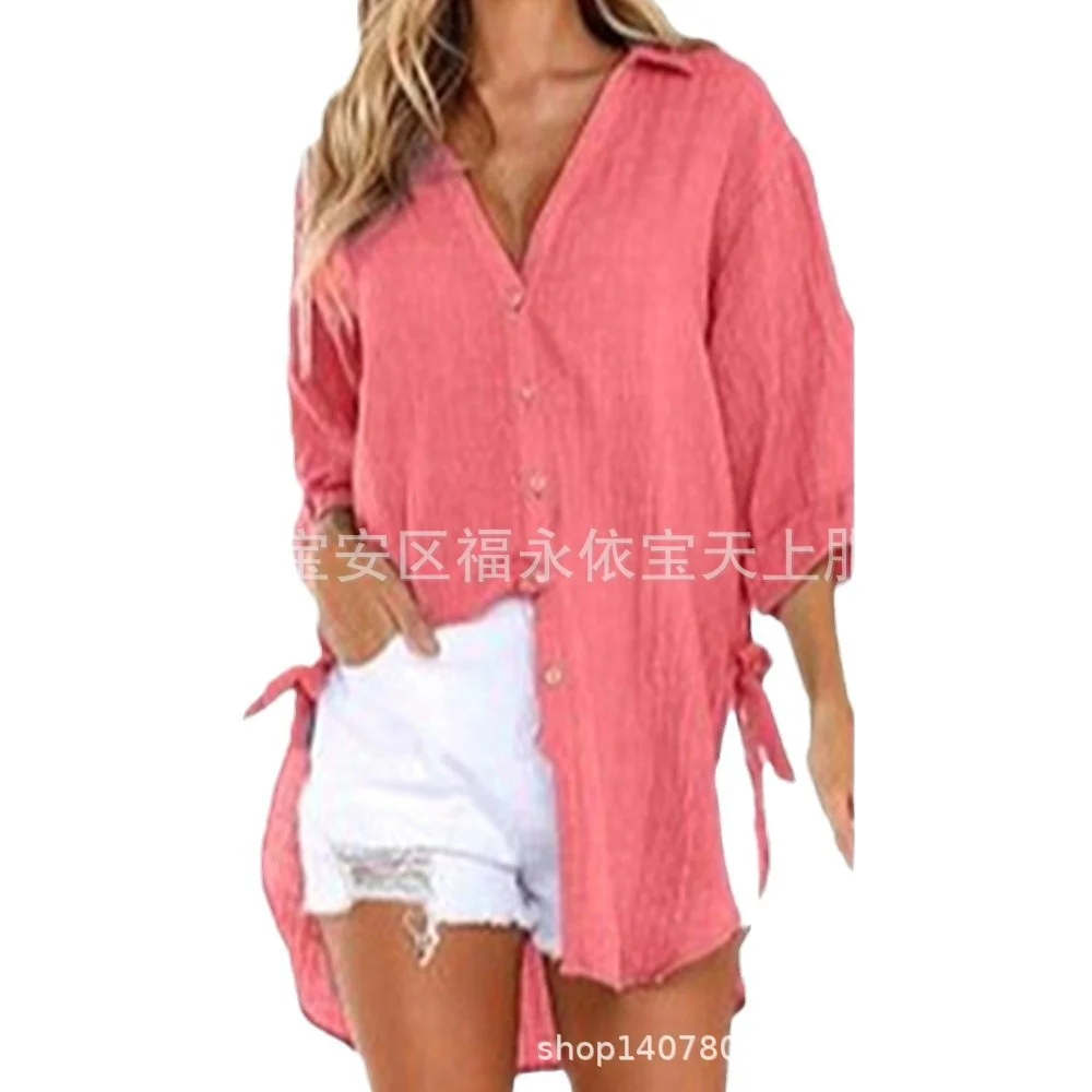 Wongn Wongn / Summer 2024 Women's New Linen Cotton Linen Shirt Irregular Cardigan Women