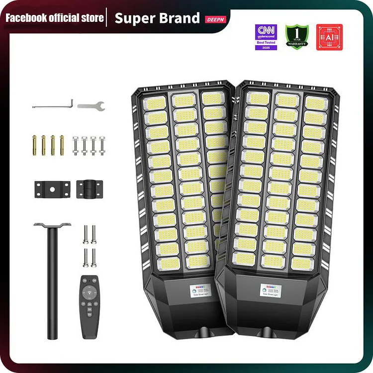 😱Limited Stock-BUY 1 GET 1 FREE🎁DEEPN 9000W IP67 Super Bright Solar Street Lights 650000 Lumens Energy Efficient LED Lamp Dusk to Dawn Motion Sensor Remote Control 3 Lighting Modes Waterproof Outdoor Lighting