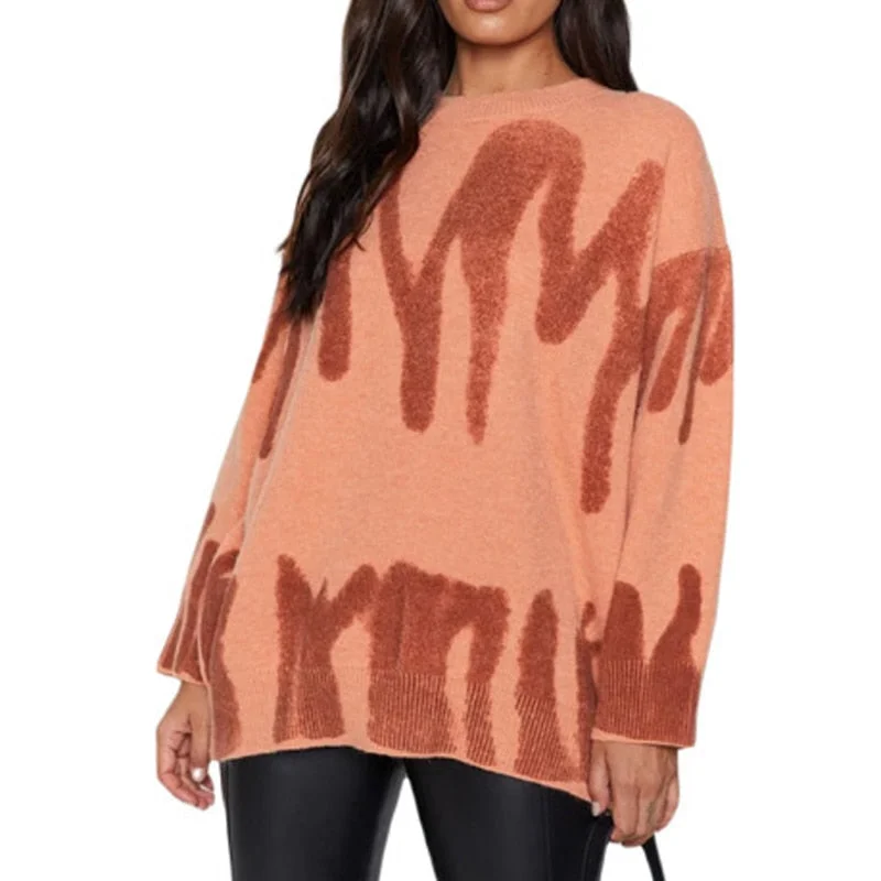 Tossy New Tie-Dye Knit Women's Oversize Sweater Pullovers Long Sleeve Y2k Casual 2021 Winter Streetwear Loose Pull Femme Jumper