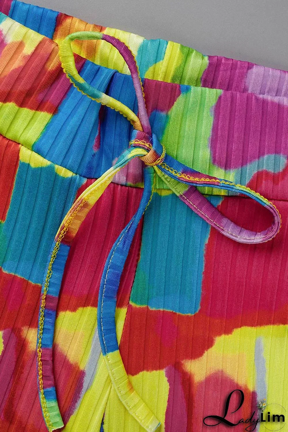 Golden Yellow Casual Print Patchwork U Neck Sleeveless Three Pieces