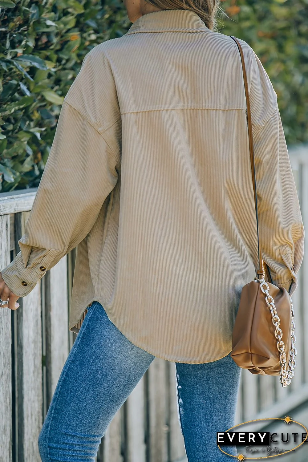 Khaki Corduroy Button Pocket Shirt