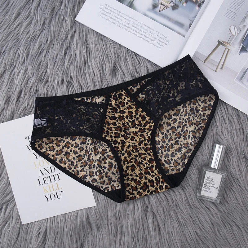 2020 new fashion women sexy leopard lace panties seamless underwear panties for girls leopard ice silk bikini bikini cotton C tr