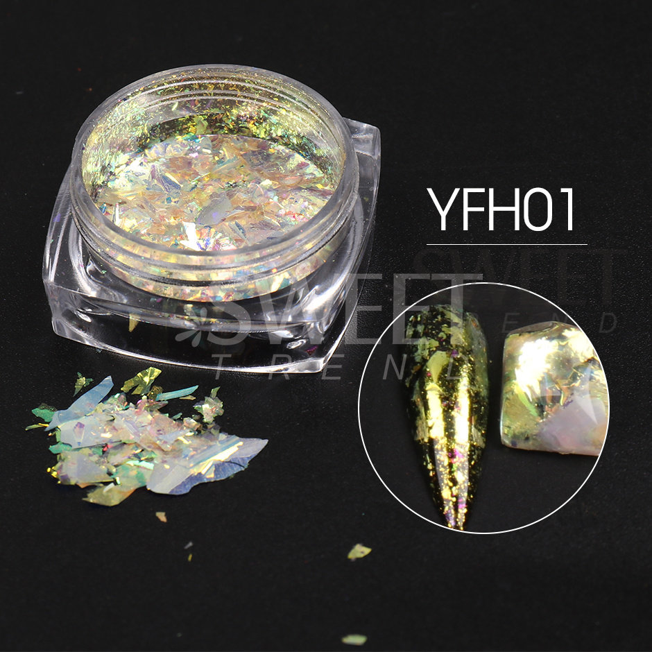 Needmkt 1 Box Aluminum Gold Silver Nail Foils Flakes Irregular Gold Leaf Sequins DIY Holographic Chrome Paper Accessory Supplies LY1858