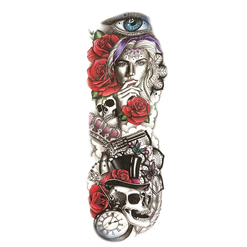 Waterproof Large Arm Temporary Tatoo Sticker Supernatural Fake Animal Stickers For Men Body Art Temporary Tattoo Skeleton Hand