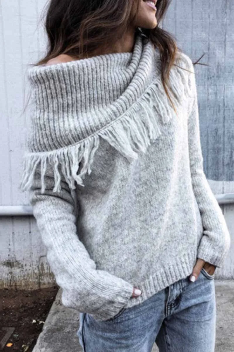 Fashion Shawl Fringed Knitted Sweater