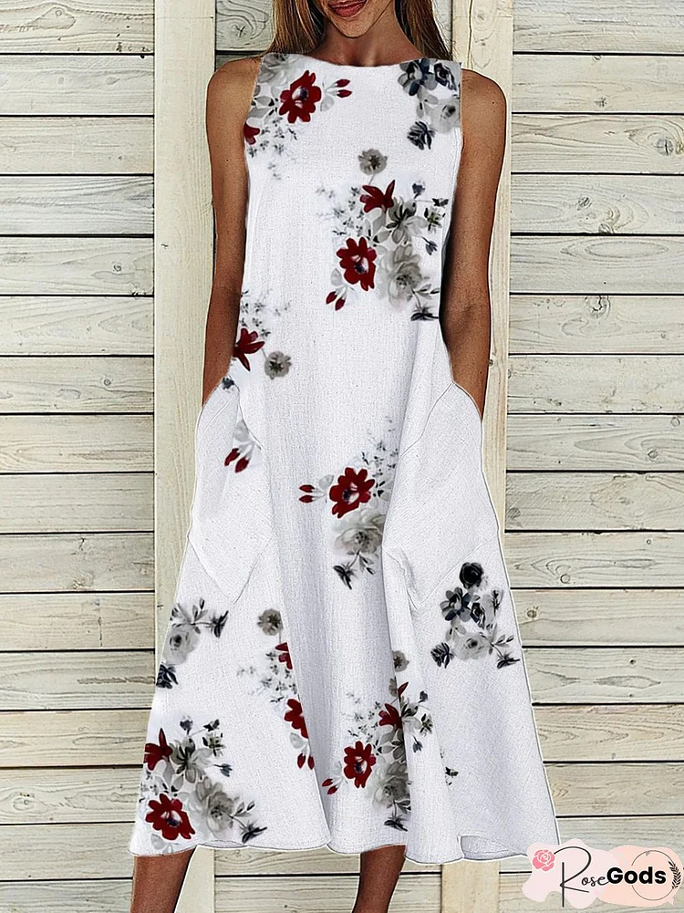 Sleeveless Casual Shift Floral Dresses