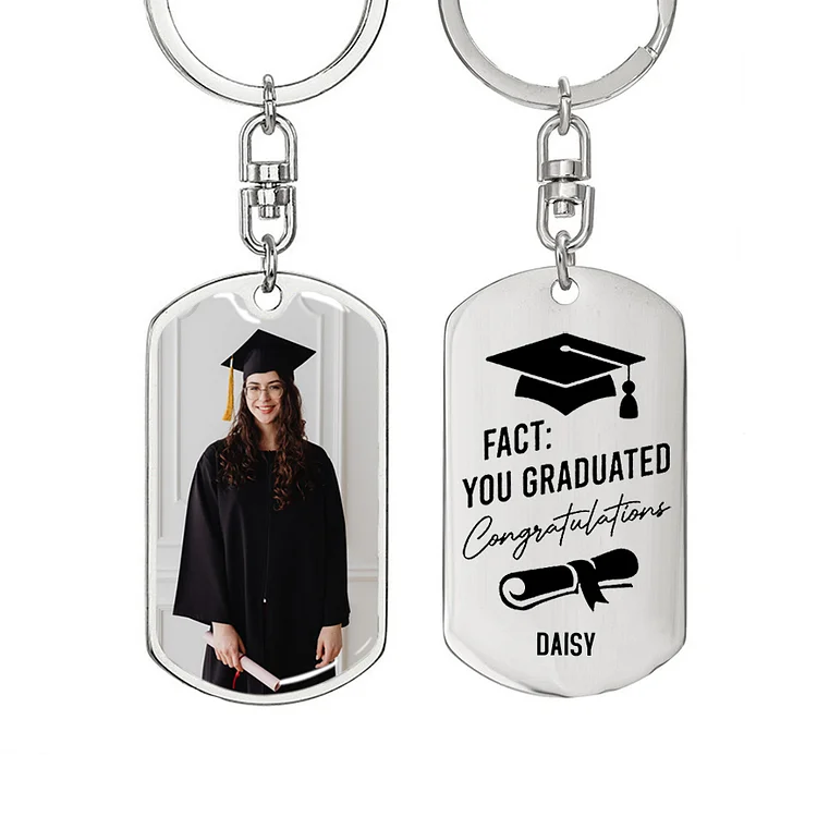Personalized Photo Keychain 2024 Graduation Gifts-Fact: You Graduated Congratulations