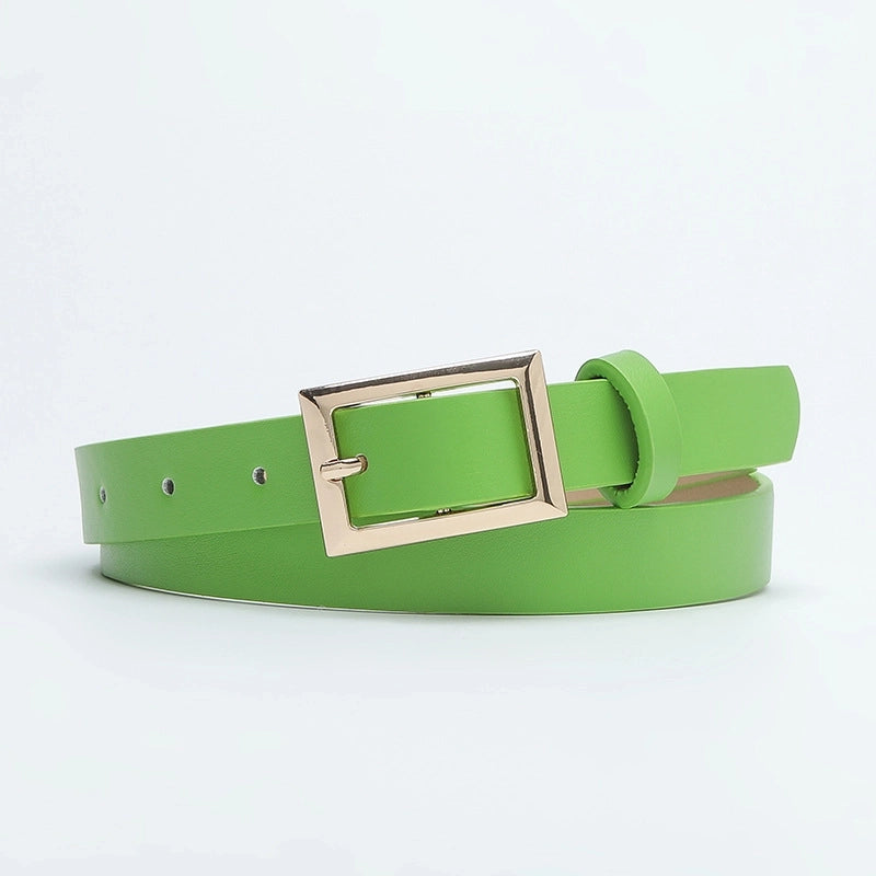 Minimalist Solid Color Pu Leather Alloy Unisex Leather Belts
