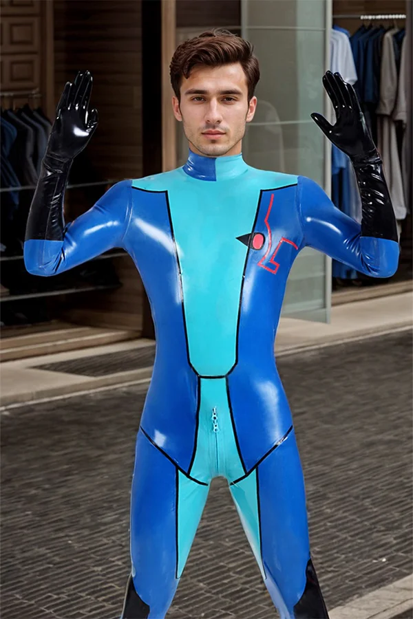 Men Latex Catsuits Digital Robot Digital Robot