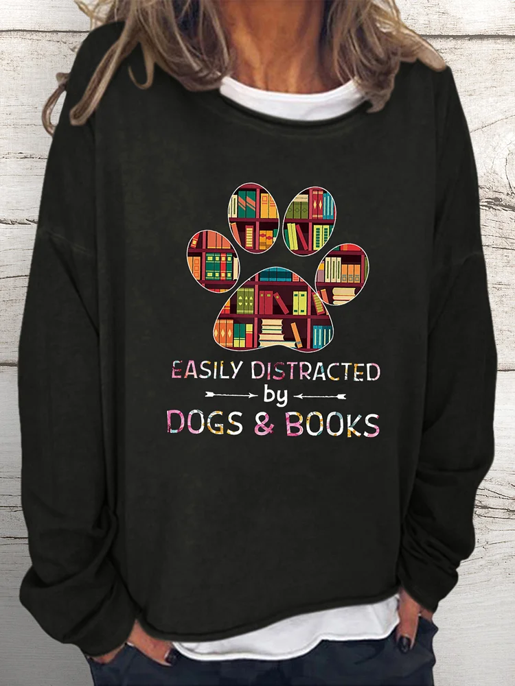 💯Crazy Sale - Long Sleeves -Book and Dog Sweatshirt-03189
