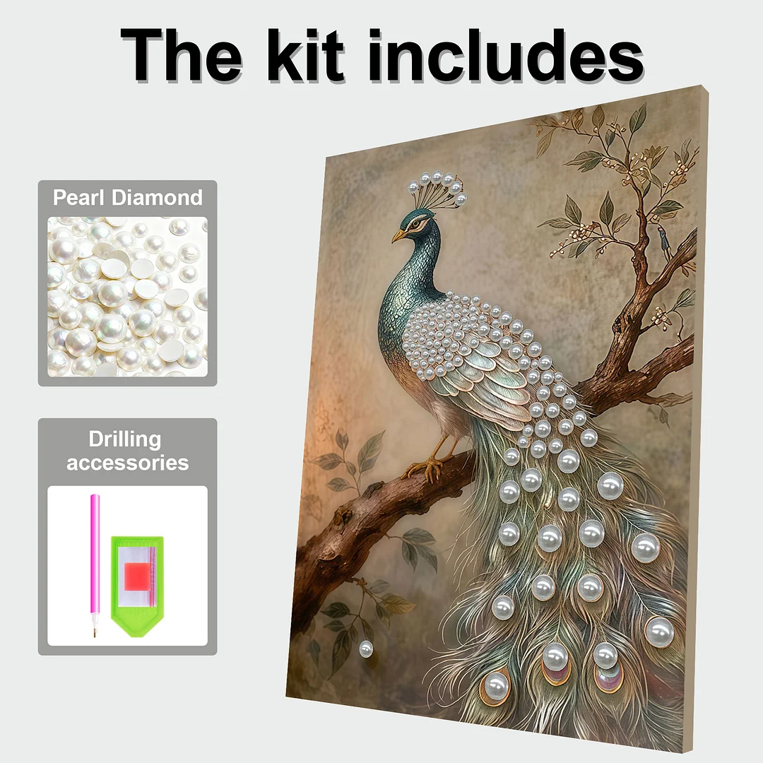 Peacock - DIY Pearl Diamond Art Kit With Frame 30*40cm