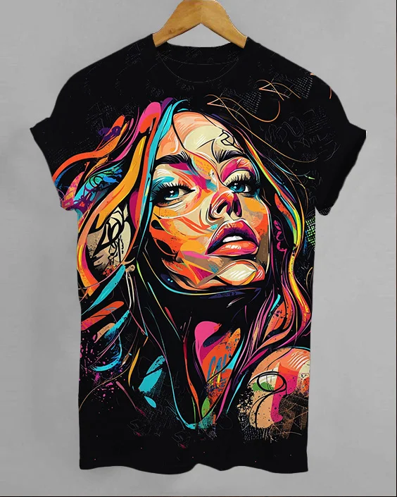 Graffiti Art Face Print T-Shirt
