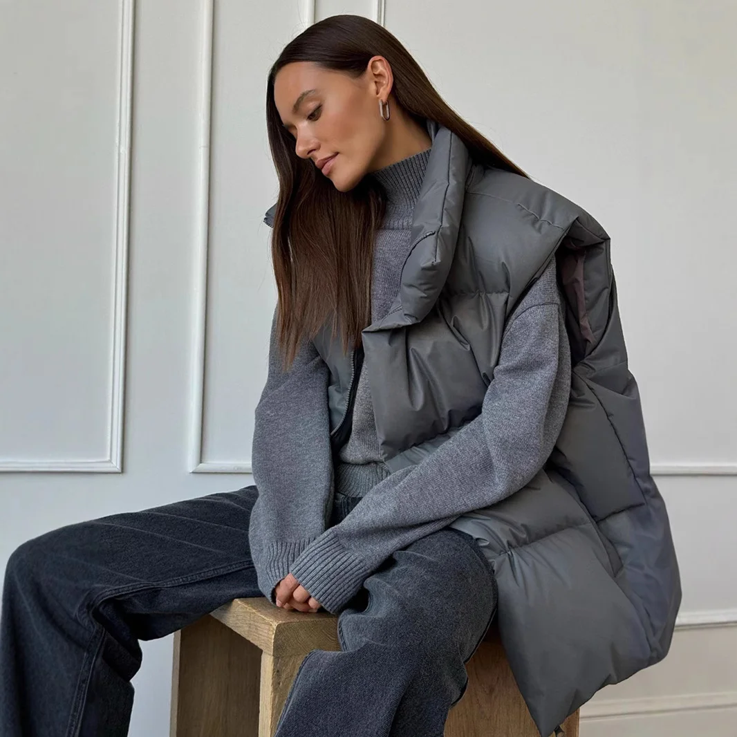 Toloer Cotton Jacket Vest Jacket 2024 Autumn And Winter New Commuter Loose Sports Leisure Vest Padded Jacket-Outfit Ideas