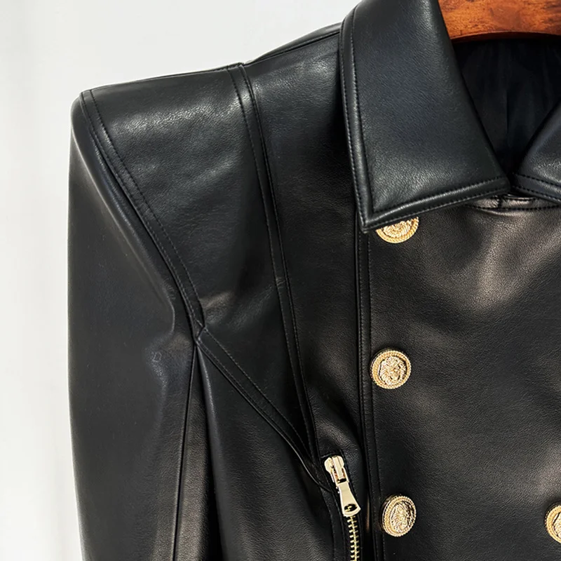 Nigikala Nigikala Early Autumn New Star Fashion Personality Shrugged Two-Cloity Buckle Short Locomotive Leather Jacket