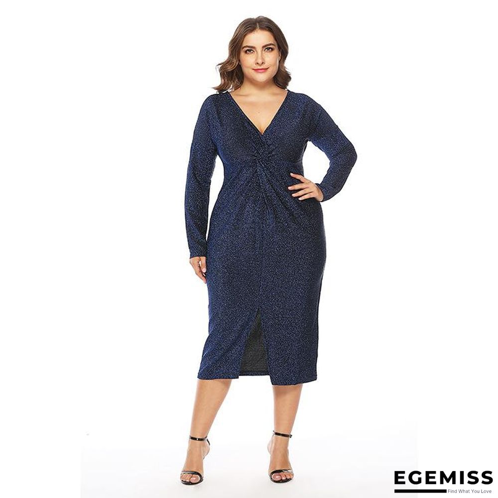New European and American Large Size Women's V-neck Dress | EGEMISS