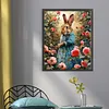 Rose Dress Rabbit Full 18CT DIY Stamped Cross Stitch Kits for Adults Home Decor 40x50cm