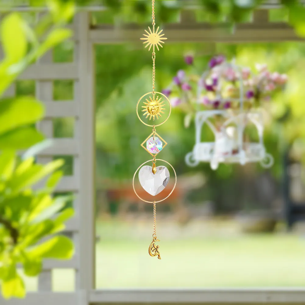 Hanging Moon Sun Heart Ball Light Catcher Crystal Outdoor Wind Chime (67)