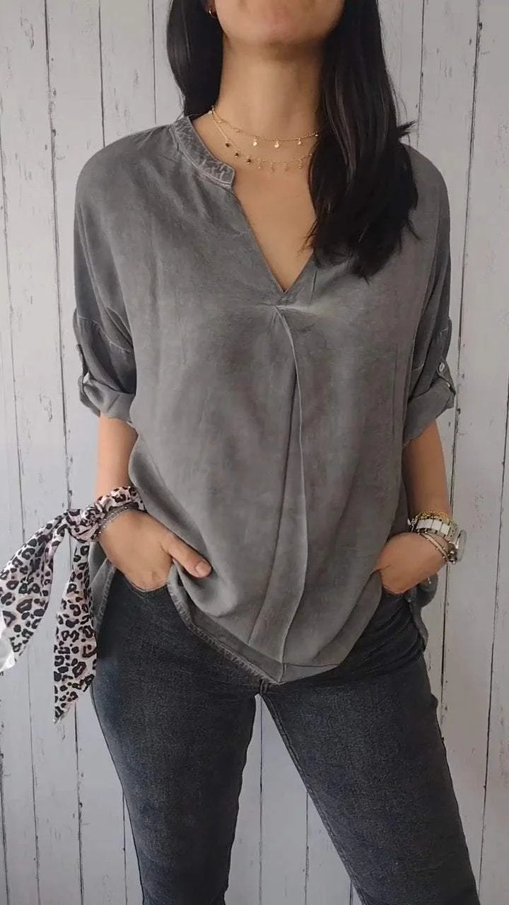 V-neck Mid-sleeve Comfortable Casual Top socialshop