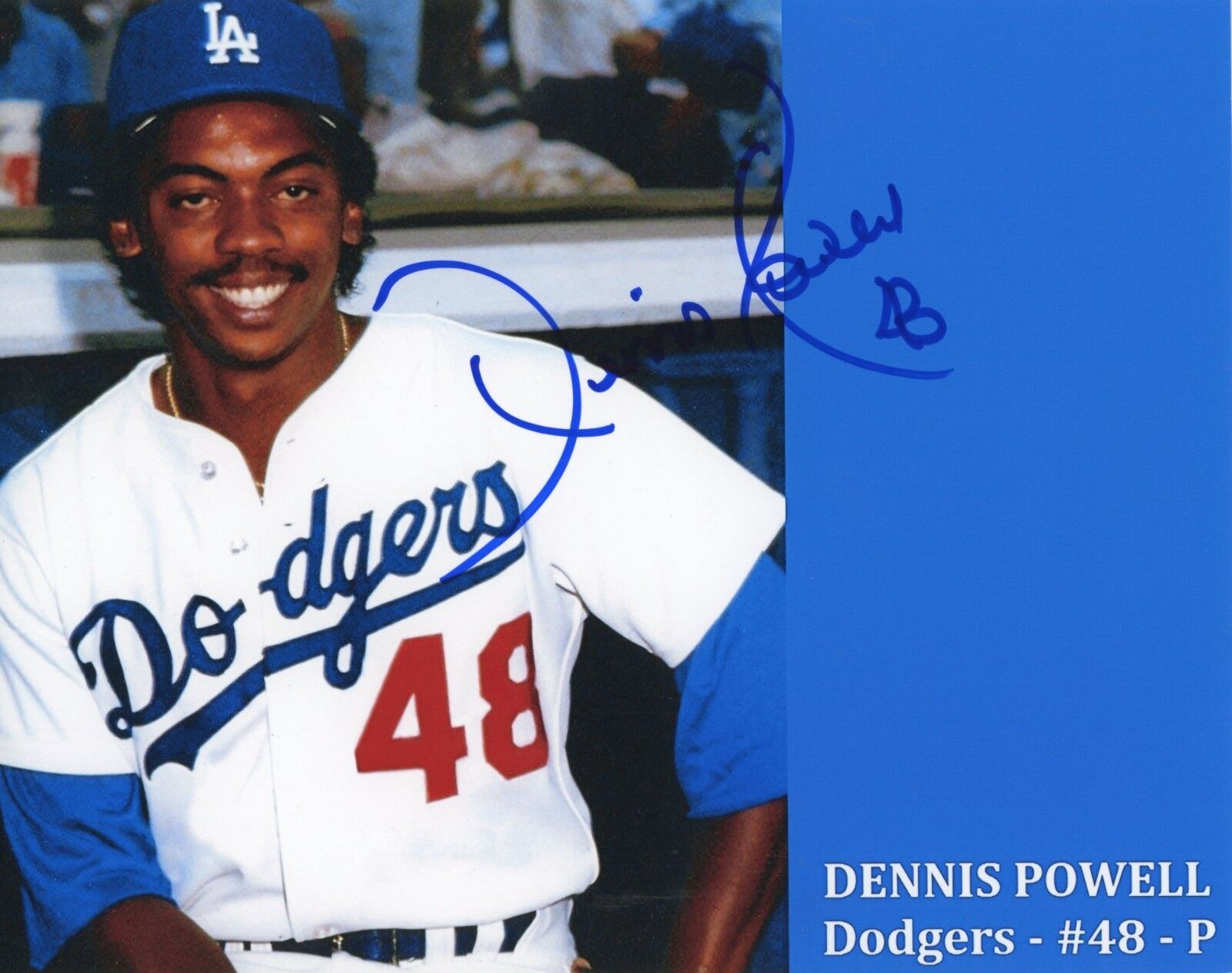 ~~ DENNIS POWELL Authentic Hand-Signed Los Angeles DODGERS