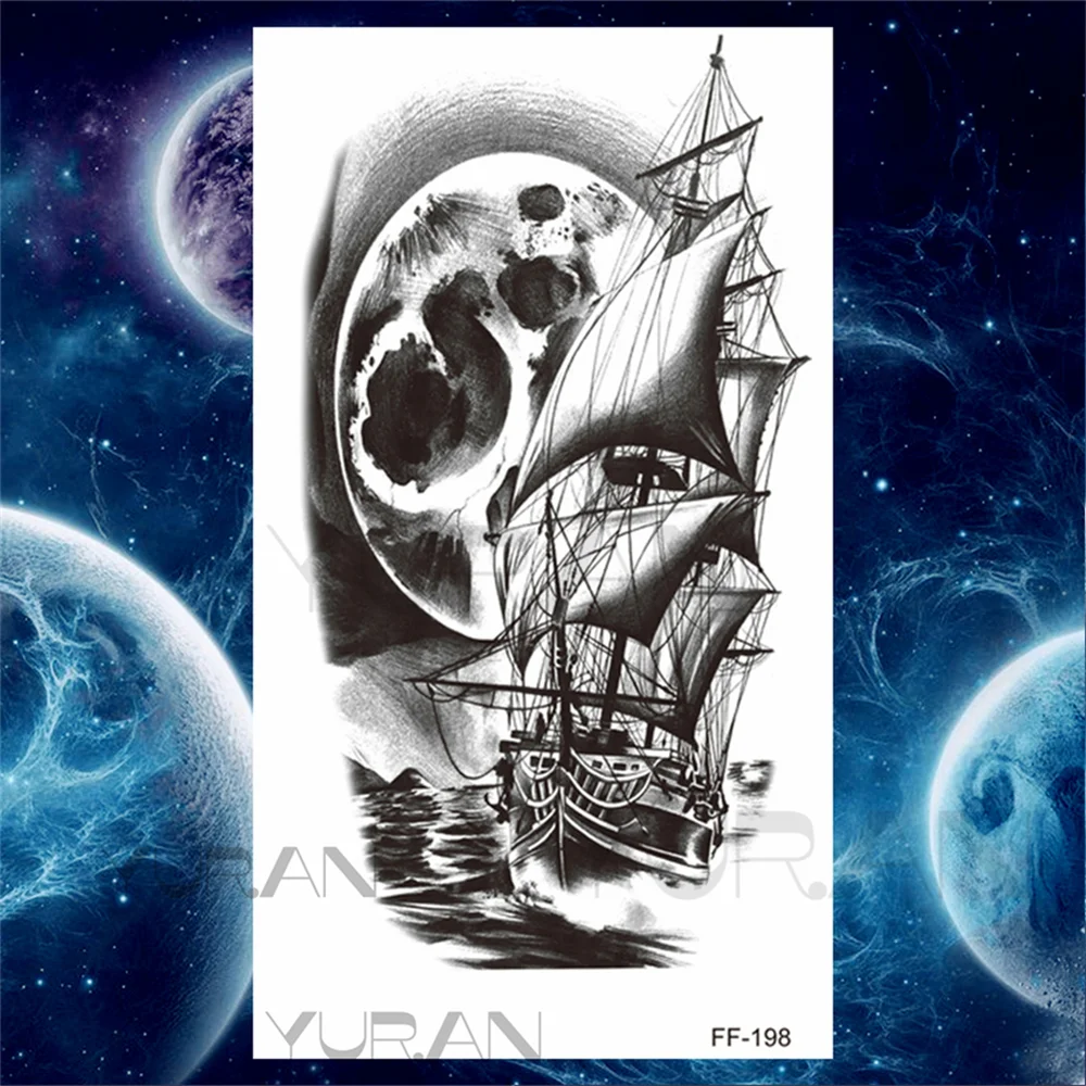 Sdrawing Scary Temporary Tattoos For Men Women Realistic Wolf Forest Lion Tiger Vampire Compass Fake Tattoo Sticker Arm Body Tatoos